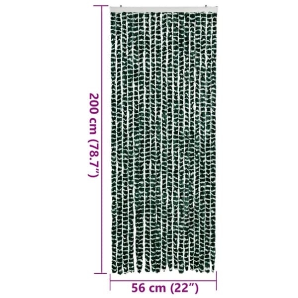 Insektsgardin grön och vit 56x200 cm chenille
