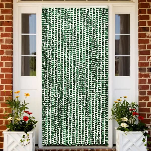 Insektsgardin grön och vit 56x200 cm chenille