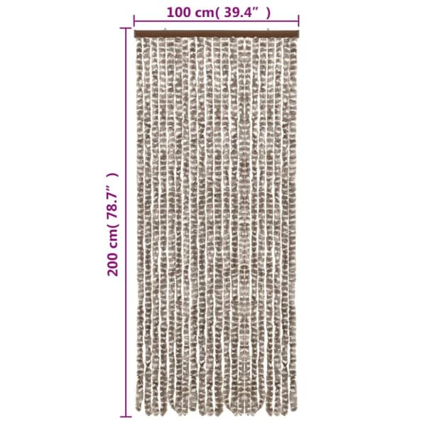 flueforhæng 100x200 cm chenille gråbrun og hvid