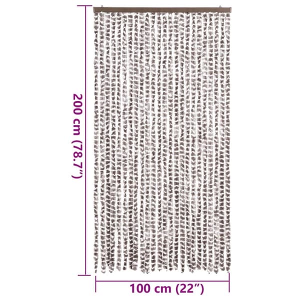 flueforhæng 100x200 cm chenille gråbrun og hvid
