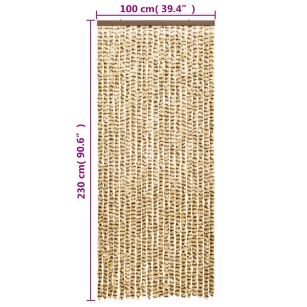 flueforhæng 100x230 cm chenille beige og brun