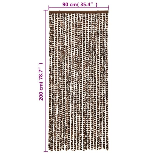 flueforhæng 90x200 cm chenille brun og hvid