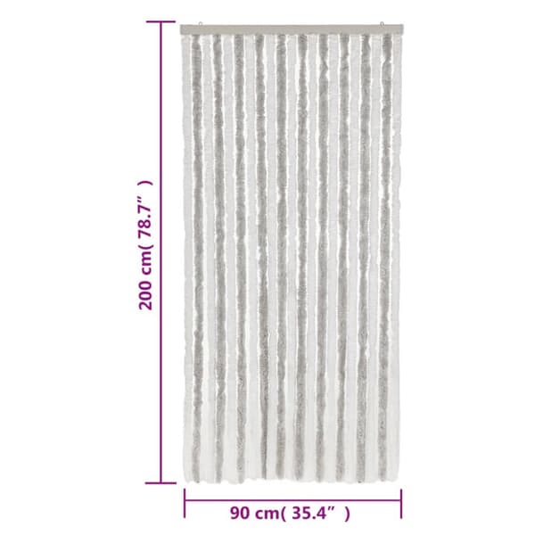 flueforhæng 90x200 cm chenille lysegrå og hvid