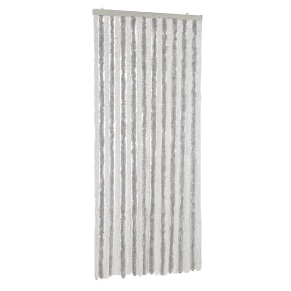 flueforhæng 90x200 cm chenille lysegrå og hvid