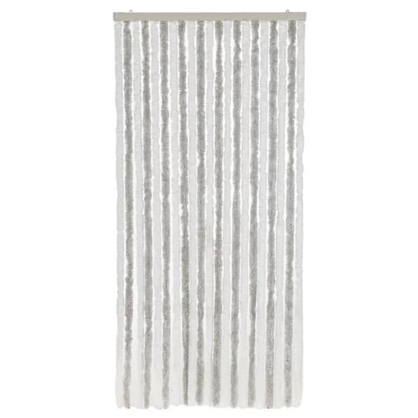 flueforhæng 56x185 cm chenille lysegrå og hvid
