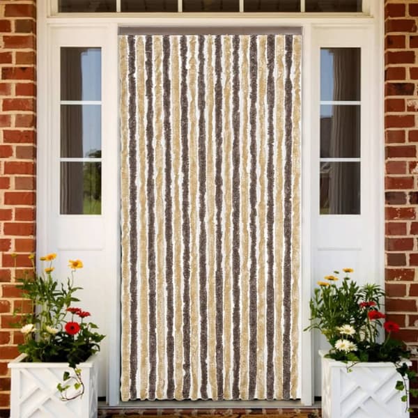 Insektsgardin mörkbrun och beige 56x200 cm chenille