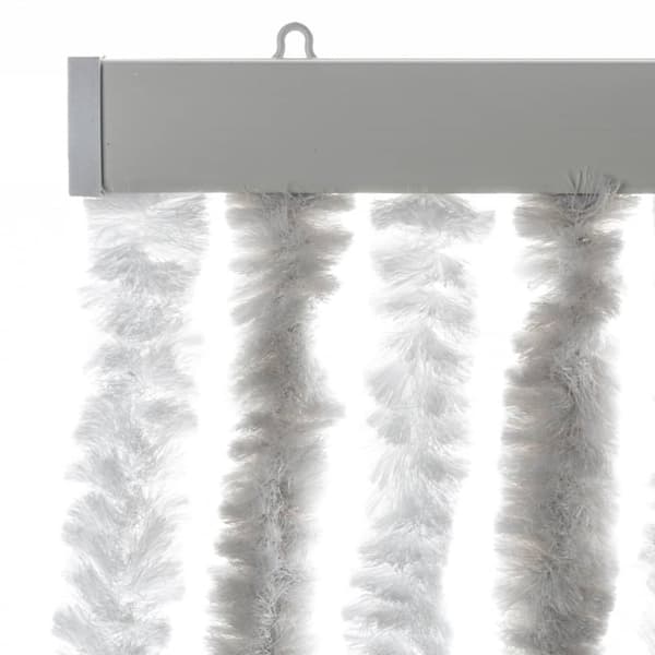 flueforhæng 90x220 cm chenille lysegrå og hvid