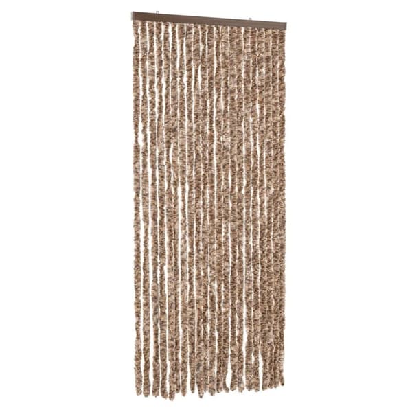 flueforhæng 90x220 cm chenille beige og mørkebrun