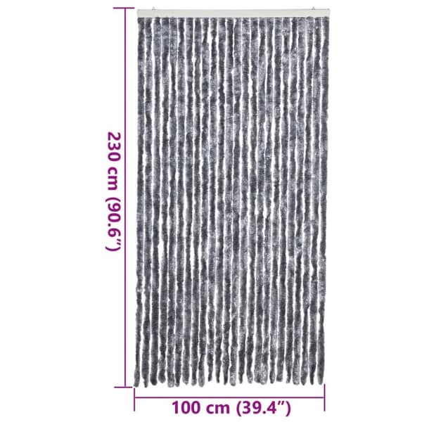 flueforhæng 100x230 cm chenille sølvfarvet