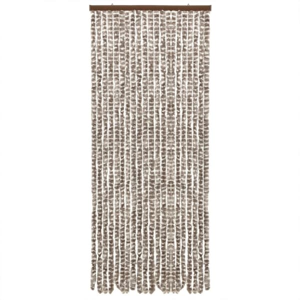 flueforhæng 90x200 cm chenille gråbrun og hvid