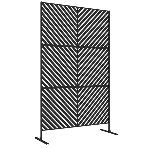 Rootz Privacy Screen - Haveskillevæg - Outdoor Privacy Screen - Geometriske former - Metal - Sort - 122 x 45 x 198 cm