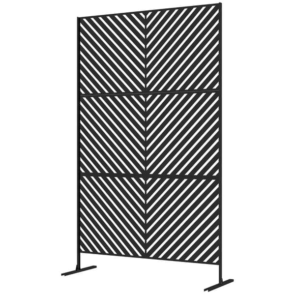 Rootz Privacy Screen - Puutarhaseinä - Ulkotilojen yksityisyysnäyttö - Geometriset muodot - Metalli - Musta - 122 x 45 x 198 cm