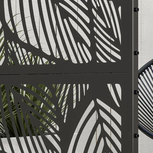 Rootz Privacy Screen - Outdoor Privacy Screen - Haveskillevæg - Blomstermønster - Metal - Sort - 122 x 45 x 198 cm