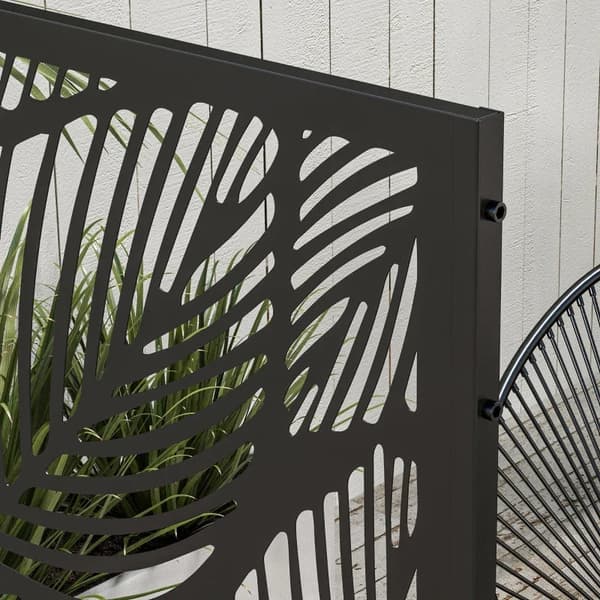 Rootz Privacy Screen - Outdoor Privacy Screen - Haveskillevæg - Blomstermønster - Metal - Sort - 122 x 45 x 198 cm