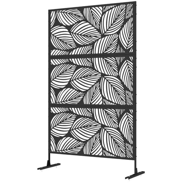 Rootz Privacy Screen - Outdoor Privacy Screen - Haveskillevæg - Blomstermønster - Metal - Sort - 122 x 45 x 198 cm