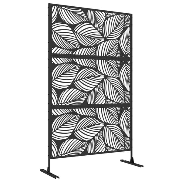 Rootz Privacy Screen - Outdoor Privacy Screen - Trädgårdsvägg - Blommönster - Metall - Svart - 122 x 45 x 198 cm