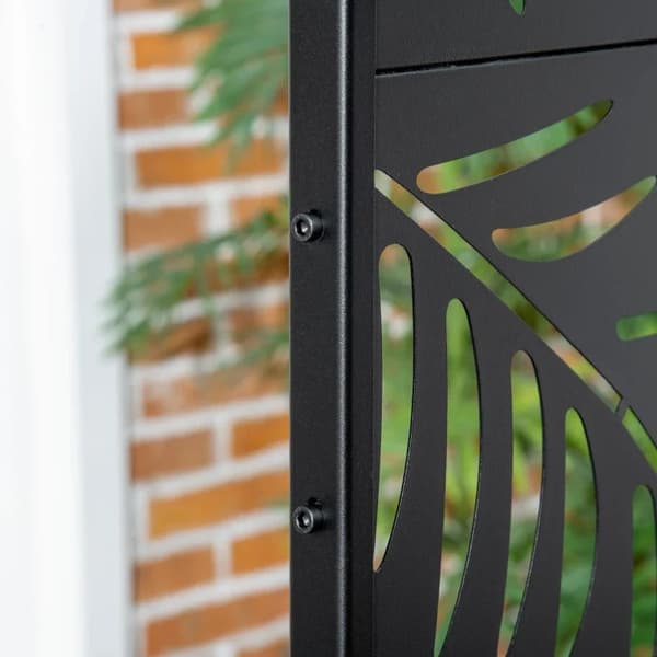 Rootzin säänkestävä terässuoja - laajennusruuvit - metallinen ulkojakaja - puutarhan yksityisyyspaneeli - patio-allaskylpytynnyri - musta - 122 cm x 4