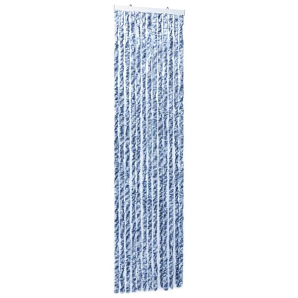 vidaXL insektgardin 90x200 cm chenille blå og hvid - Netskærme til vinduer