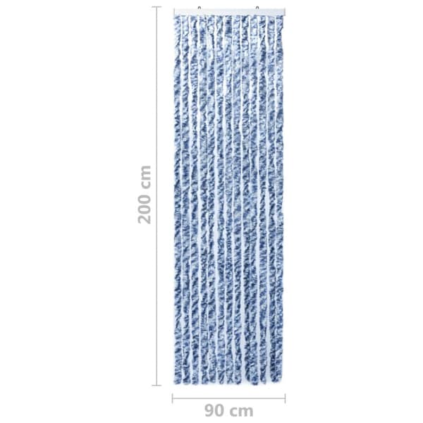 vidaXL insektgardin 90x200 cm chenille blå og hvid - Netskærme til vinduer
