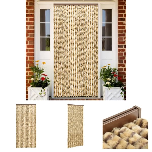 The Living Store insektgardin 90x220 cm chenille beige og brun -  Netskærme til vinduer