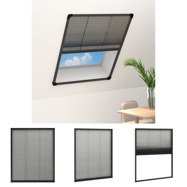 The Living Store plisseret insektnet til vinduer 80x100 cm aluminium antracitgrå -  Netskærme til vinduer