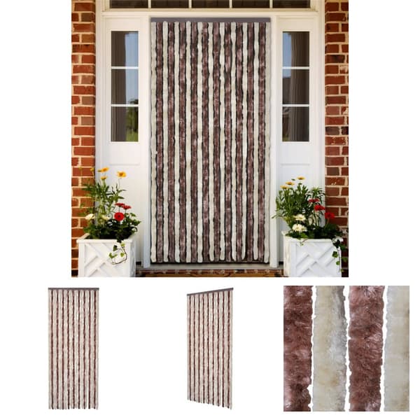 The Living Store insektgardin 90x200 cm chenille beige og lysebrun - Netskærme til vinduer