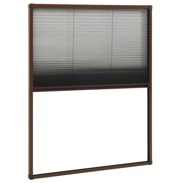 The Living Store plisseret insektnet til vinduer aluminium 60x80 cm brun -  Netskærme til vinduer