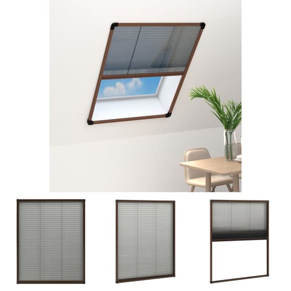 The Living Store plisseret insektnet til vinduer aluminium 60x80 cm brun -  Netskærme til vinduer