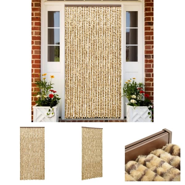 The Living Store Insektsdraperi beige och brun 100x220 cm chenille -  Myggnät för fönster
