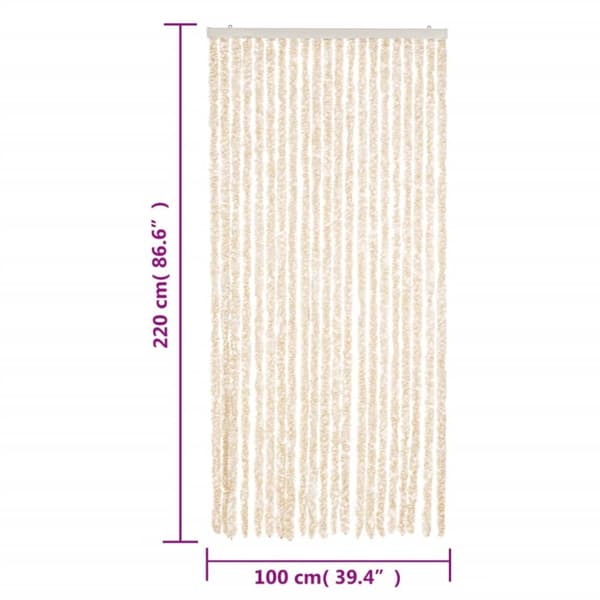 The Living Store flueforhæng 100x220 cm chenille beige og hvid -  Netskærme til vinduer