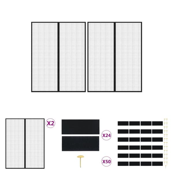The Living Store insektnet til dør 2 stk. med magneter 230x160 cm sort -  Netskærme til vinduer