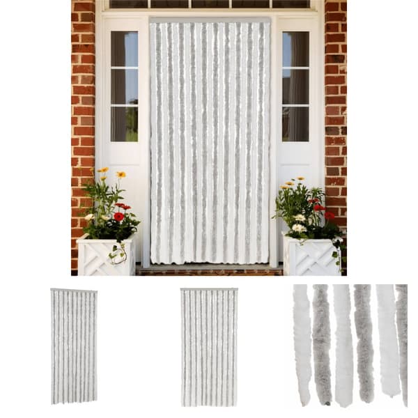 The Living Store flueforhæng 90x220 cm chenille lysegrå og hvid -  Netskærme til vinduer