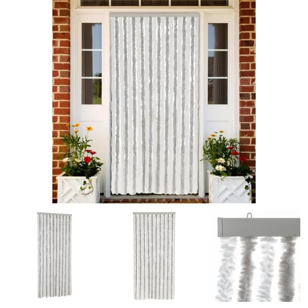 The Living Store flueforhæng 100x220 cm chenille lysegrå og hvid -  Netskærme til vinduer