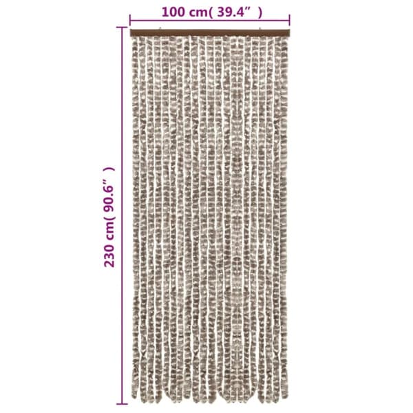 The Living Store Insektsgardin taupe och vit 100x230 cm chenille -  Myggnät för fönster