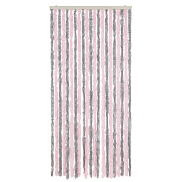 The Living Store Insektsgardin silvergrå och rosa 90x220 cm chenille -  Myggnät för fönster