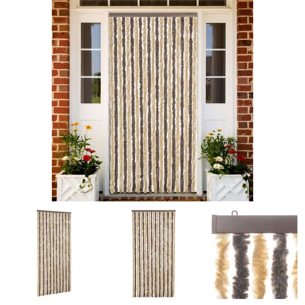 The Living Store flueforhæng 90x220 cm chenille mørkebrun og beige -  Netskærme til vinduer