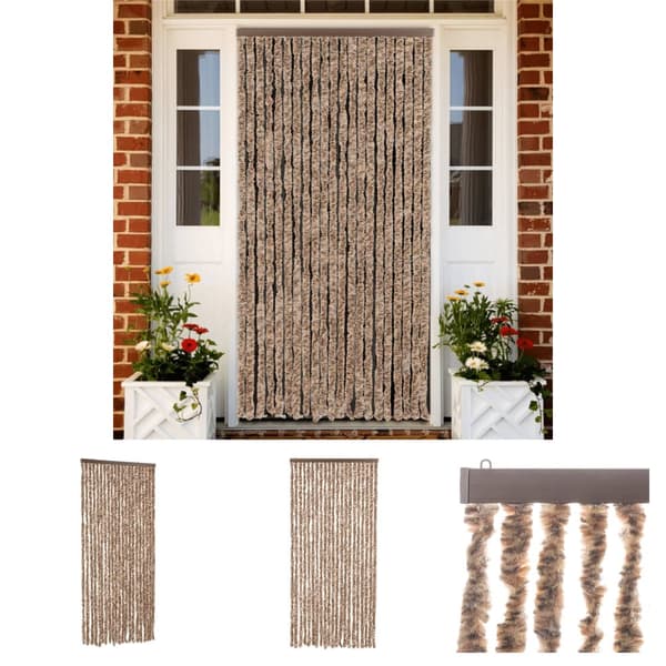 The Living Store Hyönteisverho beige ja tummanruskea 90x200 cm chenille - Hyönteissuojat