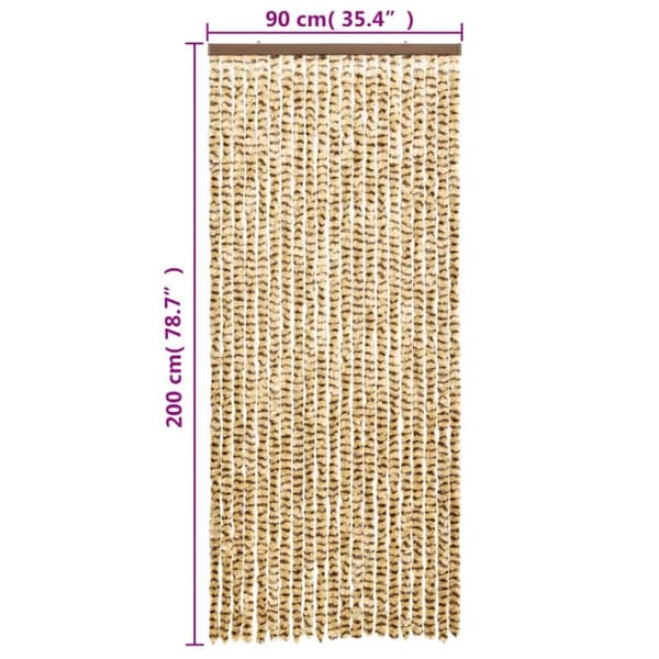 The Living Store flueforhæng 90x200 cm chenille beige og brun - Netskærme til vinduer