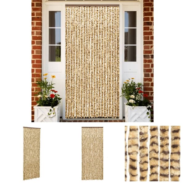 The Living Store flueforhæng 90x200 cm chenille beige og brun - Netskærme til vinduer