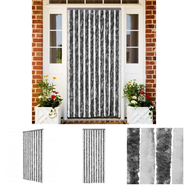 The Living Store flueforhæng 100x200 cm chenille grå og hvid -  Netskærme til vinduer