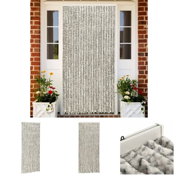 The Living Store flueforhæng 100x200 cm chenille lysegrå og mørkegrå -  Netskærme til vinduer