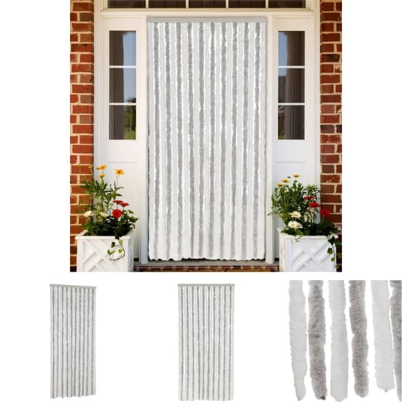 The Living Store flueforhæng 90x200 cm chenille lysegrå og hvid -  Netskærme til vinduer