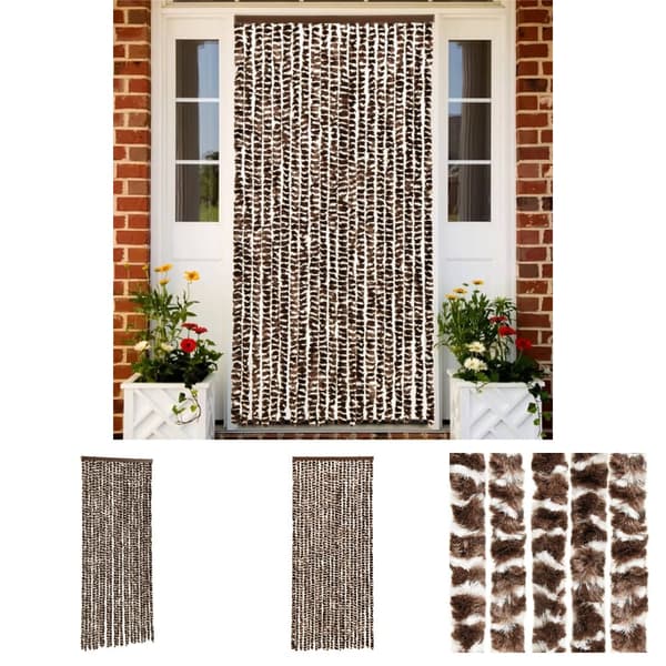 The Living Store flueforhæng 100x200 cm chenille brun og hvid -  Netskærme til vinduer