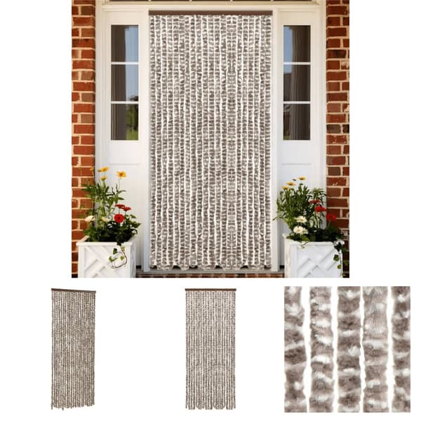 The Living Store Insektsgardin taupe och vit 56x200 cm chenille -  Myggnät för fönster