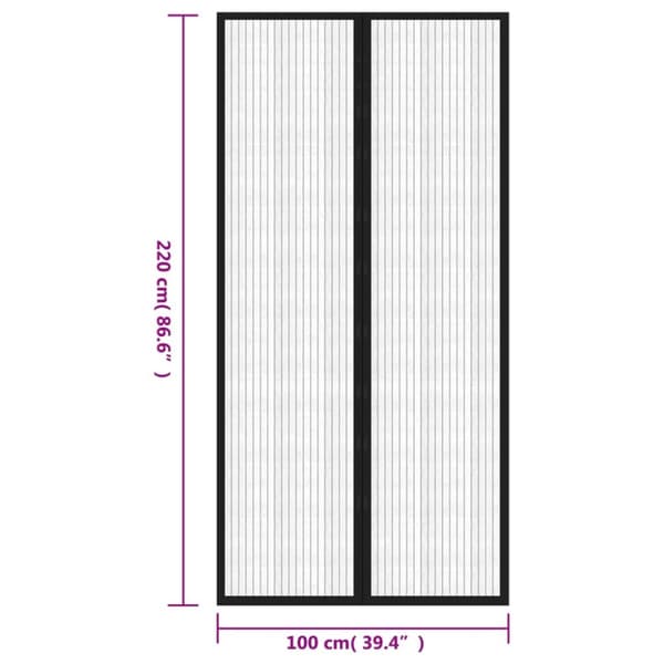 Netskærme til vinduer - Living insektnet til dør 2 stk. med magneter 220x100 cm sort
