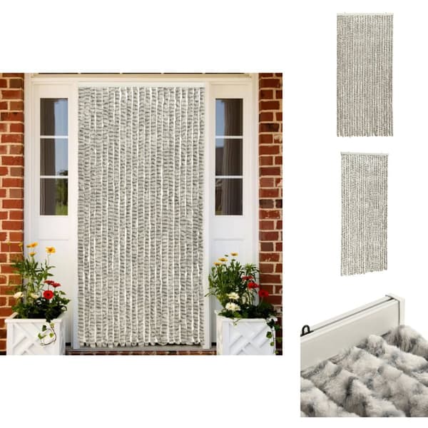 Netskærme til vinduer - Living insektgardin 90x220 cm chenille lysegrå og mørkegrå