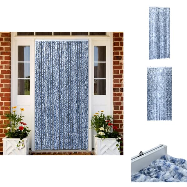 Netskærme til vinduer - Living insektgardin 100 x 220 cm blå hvid og sølvfarvet