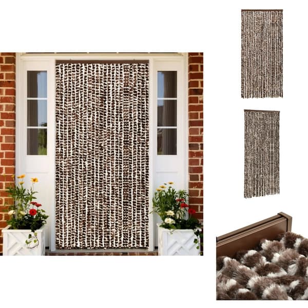 Netskærme til vinduer - Living insektgardin 100x220 cm chenille brun og hvid