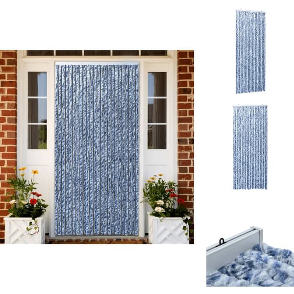 Netskærme til vinduer - Living insektgardin 90 x 220 cm blå, hvid og sølvfarvet