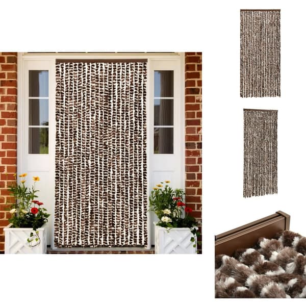 Netskærme til vinduer - Living insektgardin 90x220 cm chenille brun og hvid